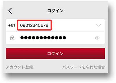 先頭[0]がある電話番号を入力する画像