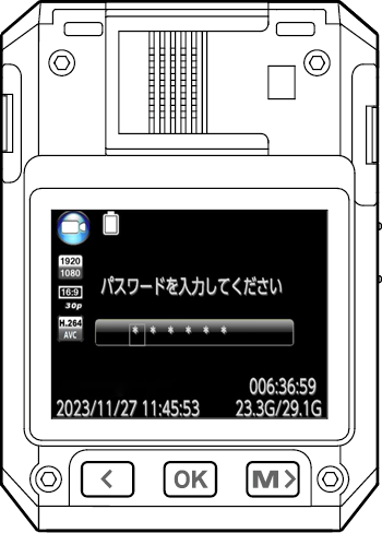 どこでもウォッチカメラにパスワードを入力する画面画像